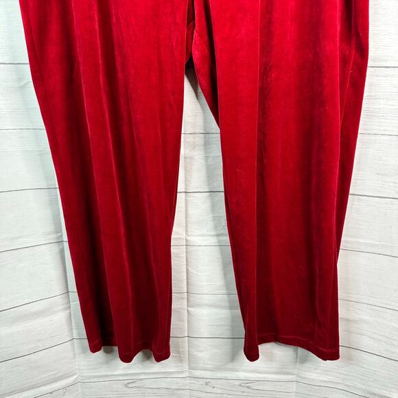 Ralph Lauren Womens size 3X Velvet Velour Wide Leg Pants Pull On Red - Picture 4 of 8